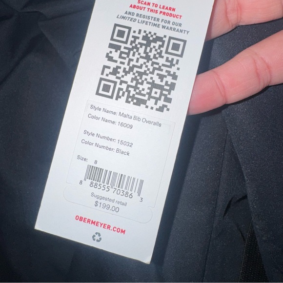 Obermeyer Malta Bib Ski Snow Bib Insulated Overalls in Black - Picture 9 of 16